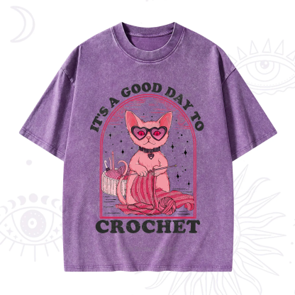 Purplehecate It's A Good Day To Crochet Washed T-Shirt
