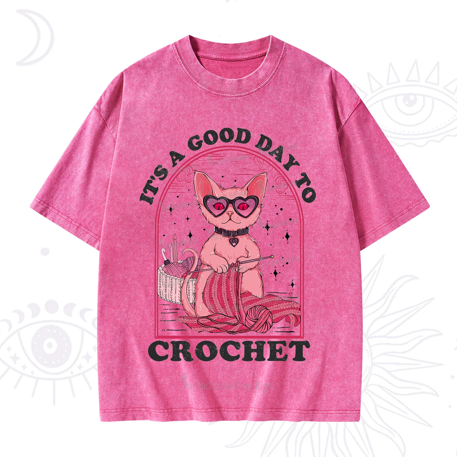 Purplehecate It's A Good Day To Crochet Washed T-Shirt