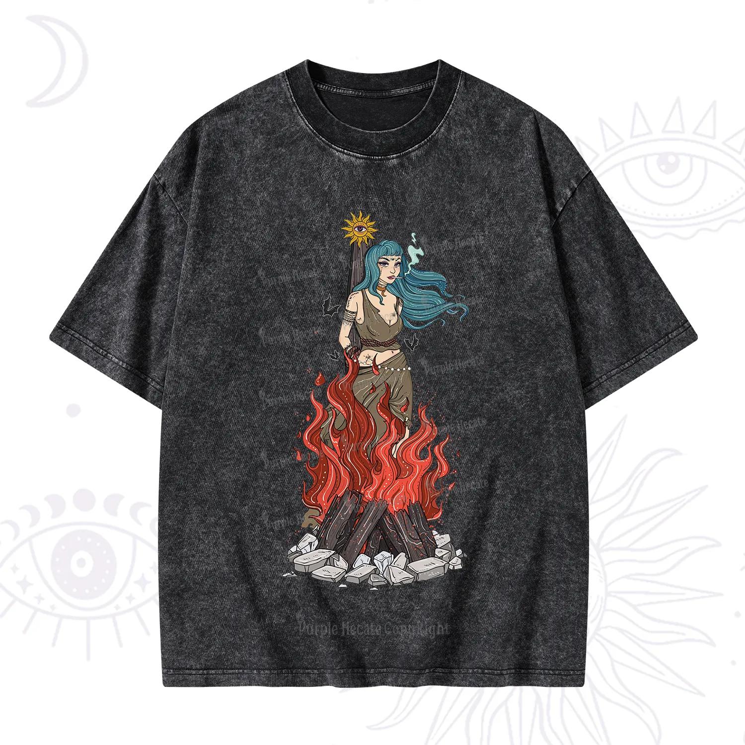 Purplehecate Witchy Woman Burned at the Stake Washed T-Shirt