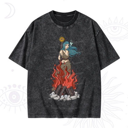 Purplehecate Witchy Woman Burned at the Stake Washed T-Shirt
