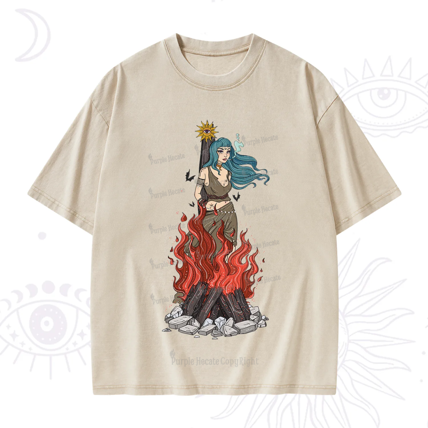 Purplehecate Witchy Woman Burned at the Stake Washed T-Shirt
