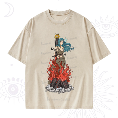 Purplehecate Witchy Woman Burned at the Stake Washed T-Shirt