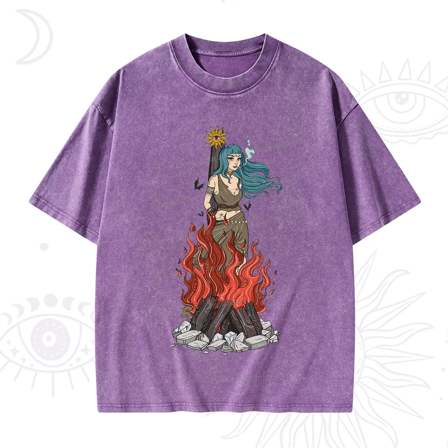 Purplehecate Witchy Woman Burned at the Stake Washed T-Shirt