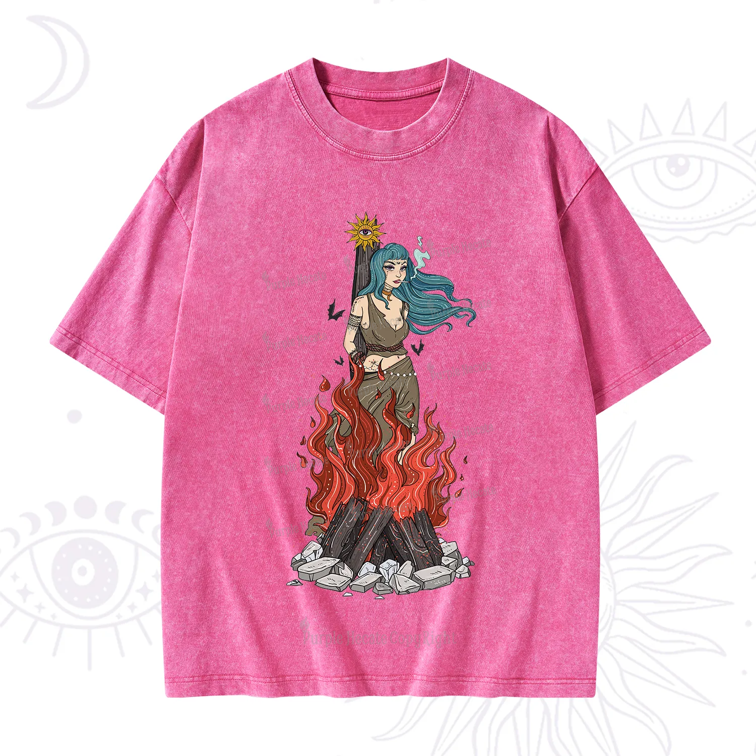 Purplehecate Witchy Woman Burned at the Stake Washed T-Shirt