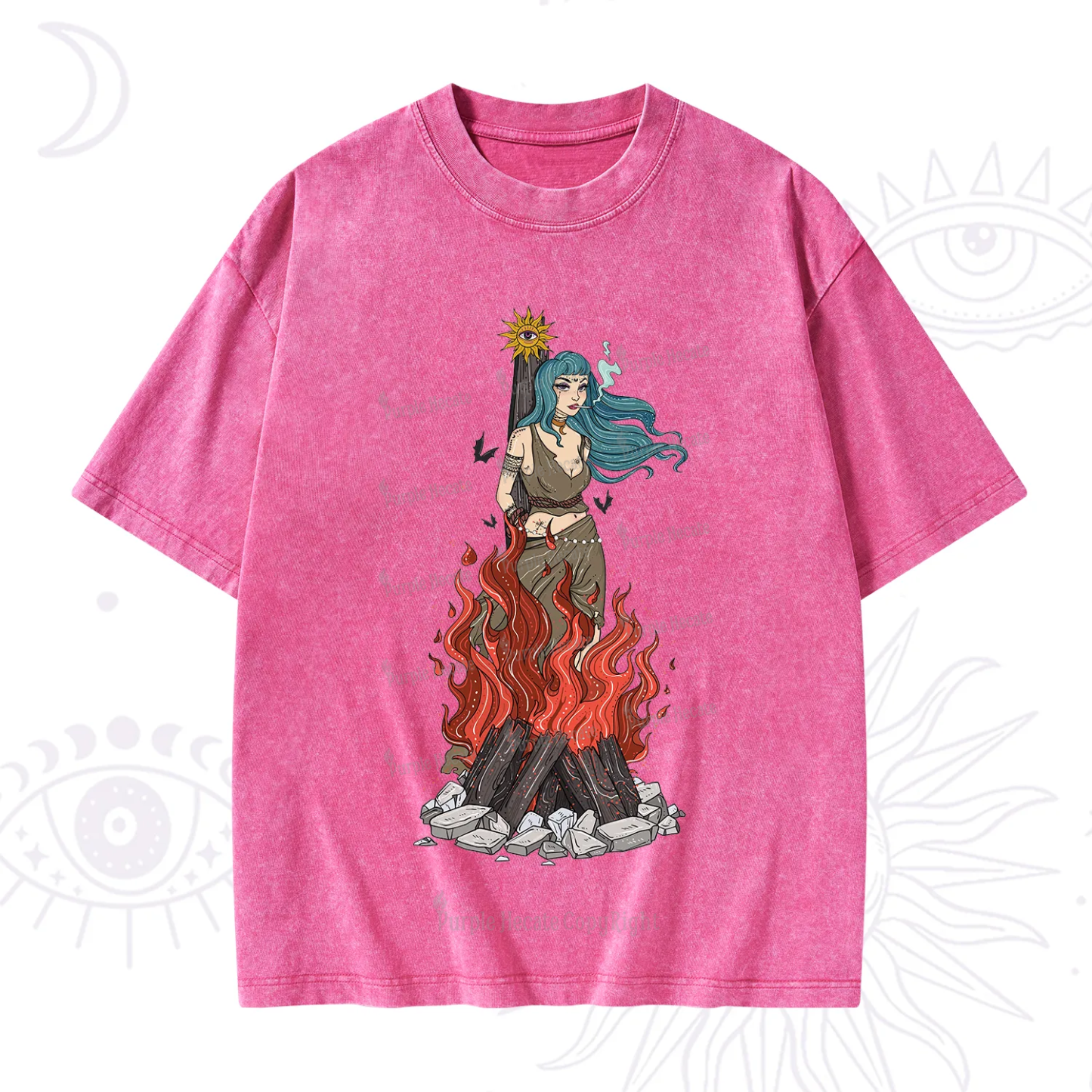 Purplehecate Witchy Woman Burned at the Stake Washed T-Shirt