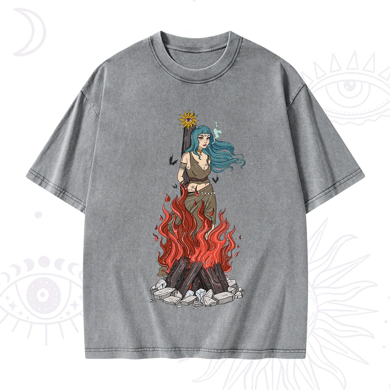 Purplehecate Witchy Woman Burned at the Stake Washed T-Shirt