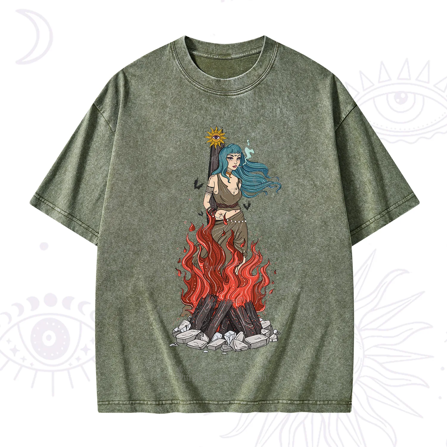 Purplehecate Witchy Woman Burned at the Stake Washed T-Shirt