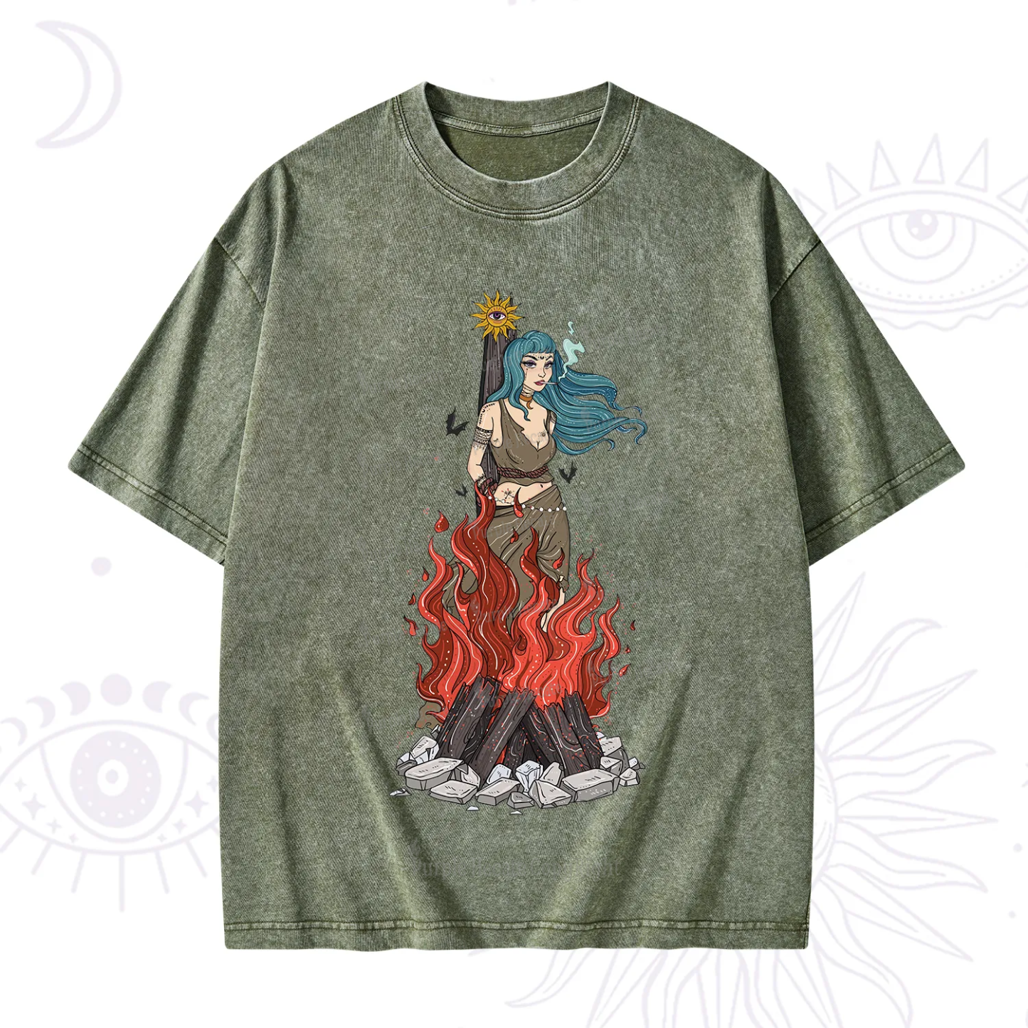 Purplehecate Witchy Woman Burned at the Stake Washed T-Shirt