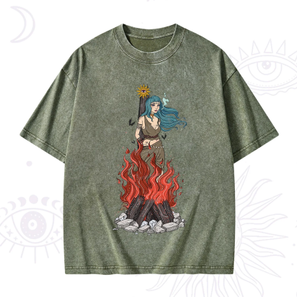 Purplehecate Witchy Woman Burned at the Stake Washed T-Shirt