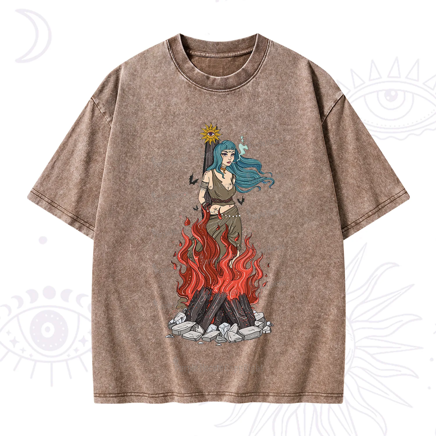 Purplehecate Witchy Woman Burned at the Stake Washed T-Shirt