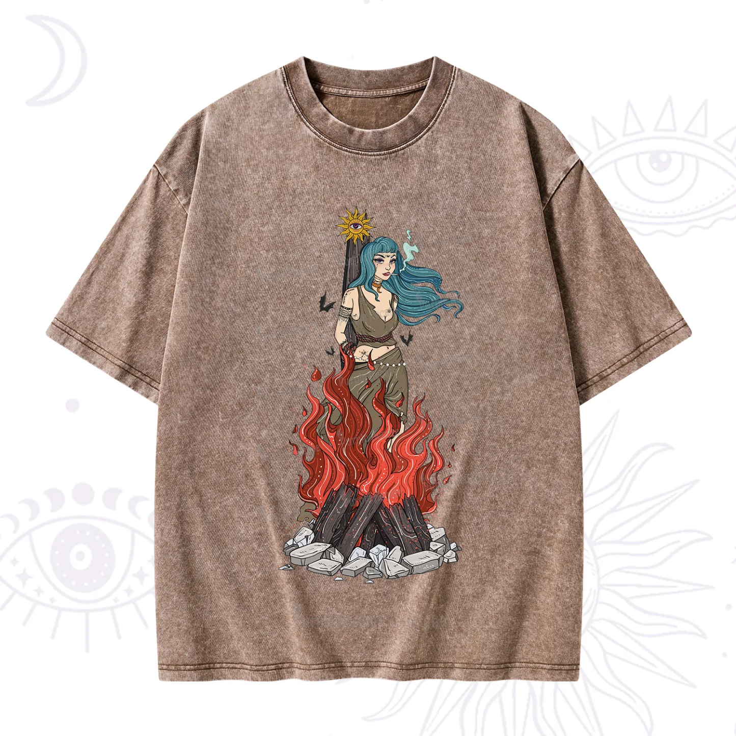Purplehecate Witchy Woman Burned at the Stake Washed T-Shirt