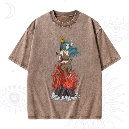 Purplehecate Witchy Woman Burned at the Stake Washed T-Shirt