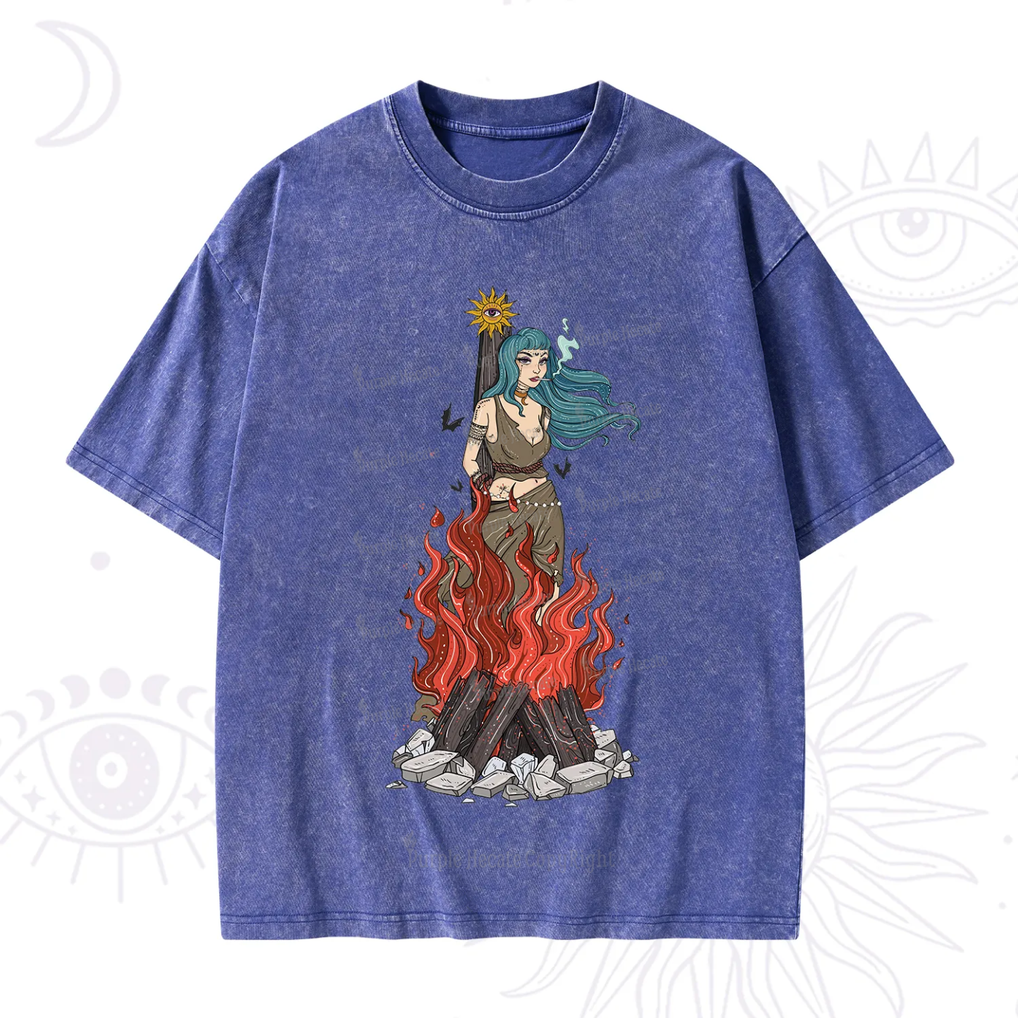 Purplehecate Witchy Woman Burned at the Stake Washed T-Shirt