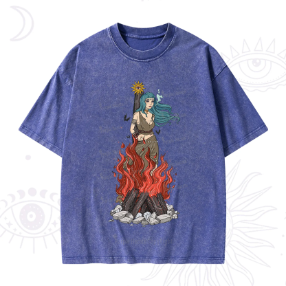 Purplehecate Witchy Woman Burned at the Stake Washed T-Shirt
