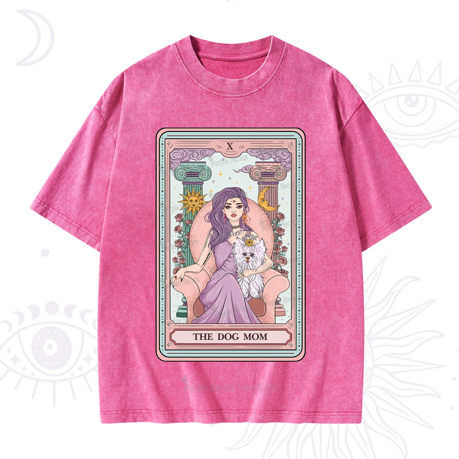 Purplehecate The Cute Dog Mom Tarot card Washed T-Shirt