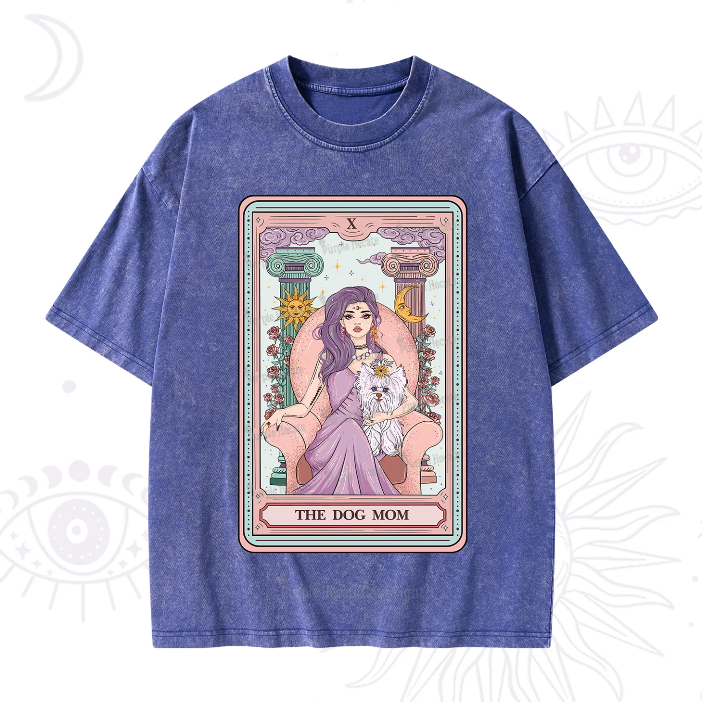 Purplehecate The Cute Dog Mom Tarot card Washed T-Shirt