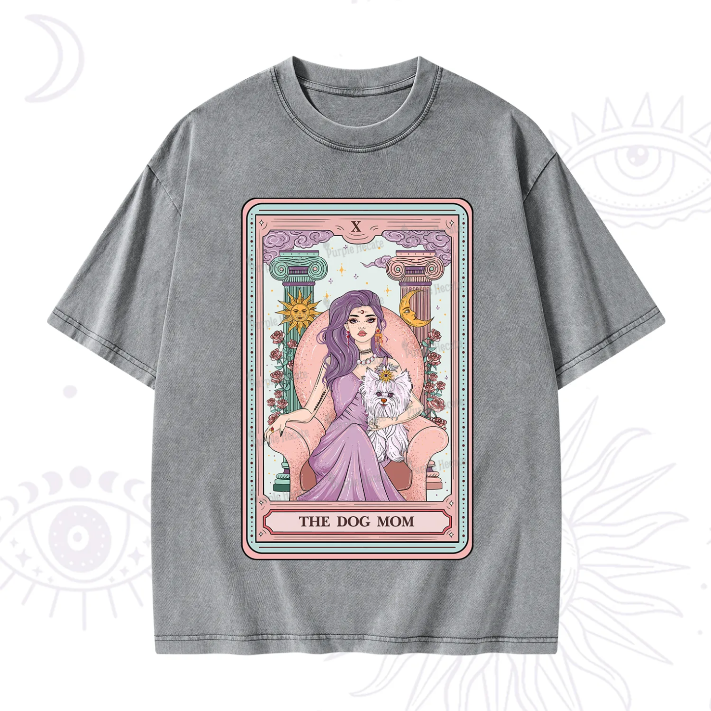Purplehecate The Cute Dog Mom Tarot card Washed T-Shirt