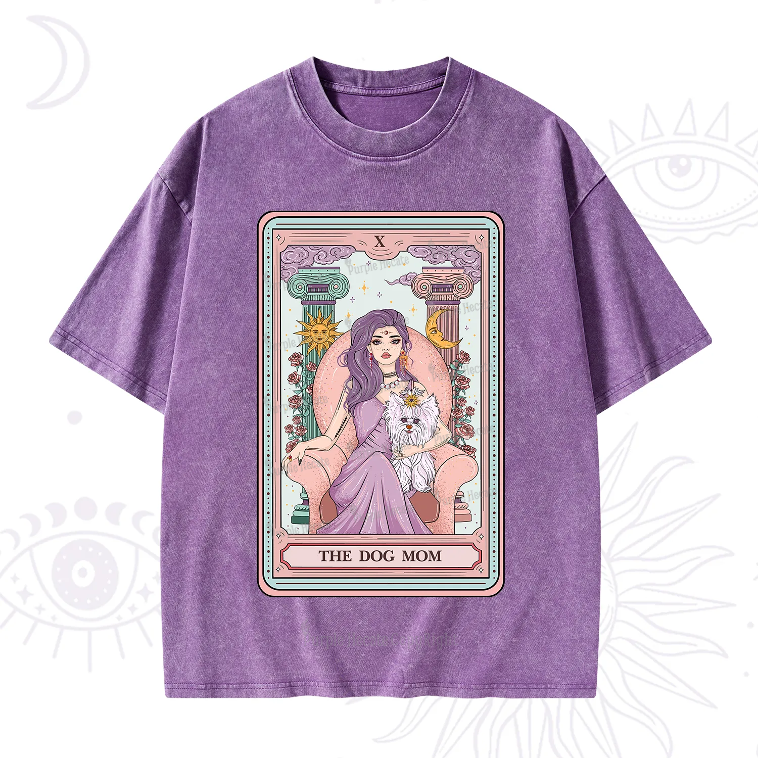 Purplehecate The Cute Dog Mom Tarot card Washed T-Shirt