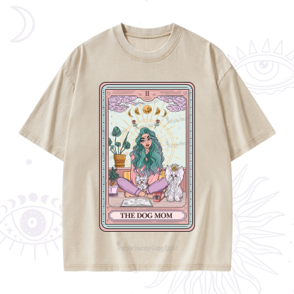 Purplehecate The Divine Dog Mom Tarot Card Washed T-Shirt
