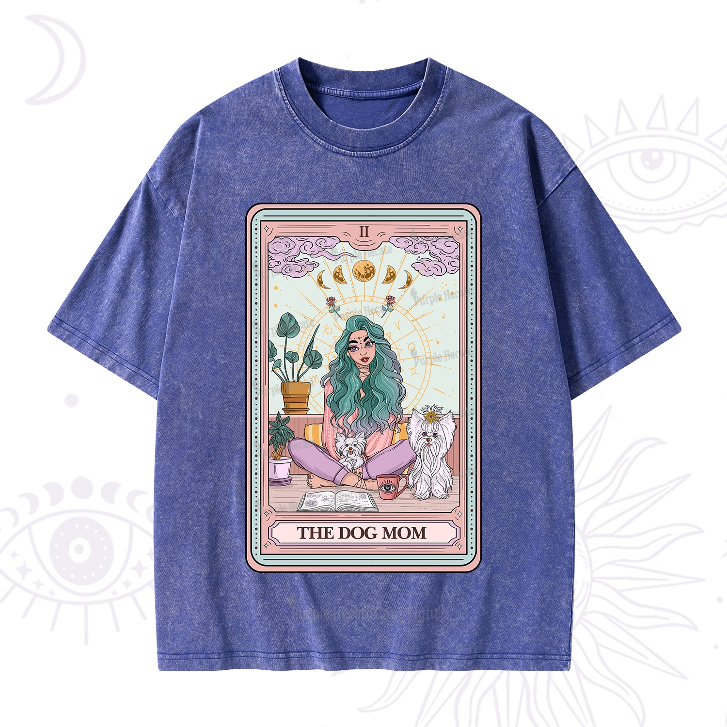 Purplehecate The Divine Dog Mom Tarot Card Washed T-Shirt