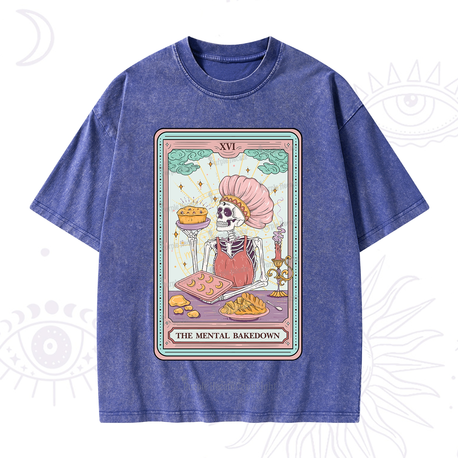Purplehecate The Mental Bake Down Skeleton Tarot Card Washed T-Shirt
