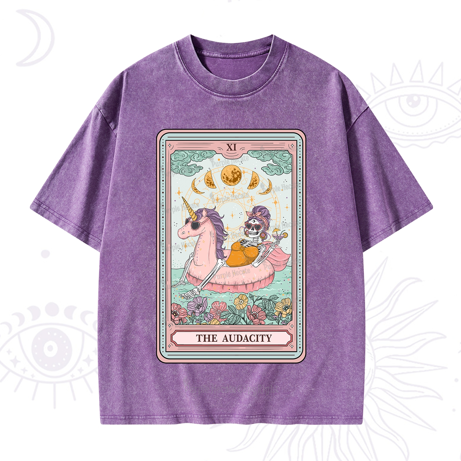 Purplehecate The Audacity Skeleton Tarot Card  Washed T-Shirt