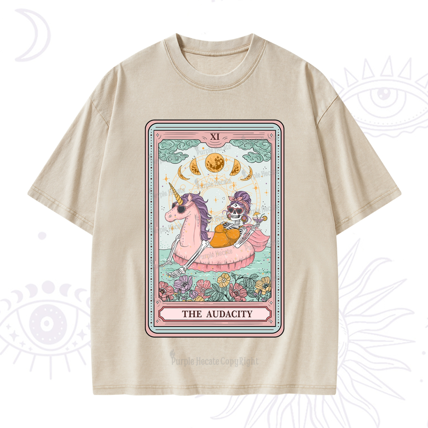Purplehecate The Audacity Skeleton Tarot Card  Washed T-Shirt