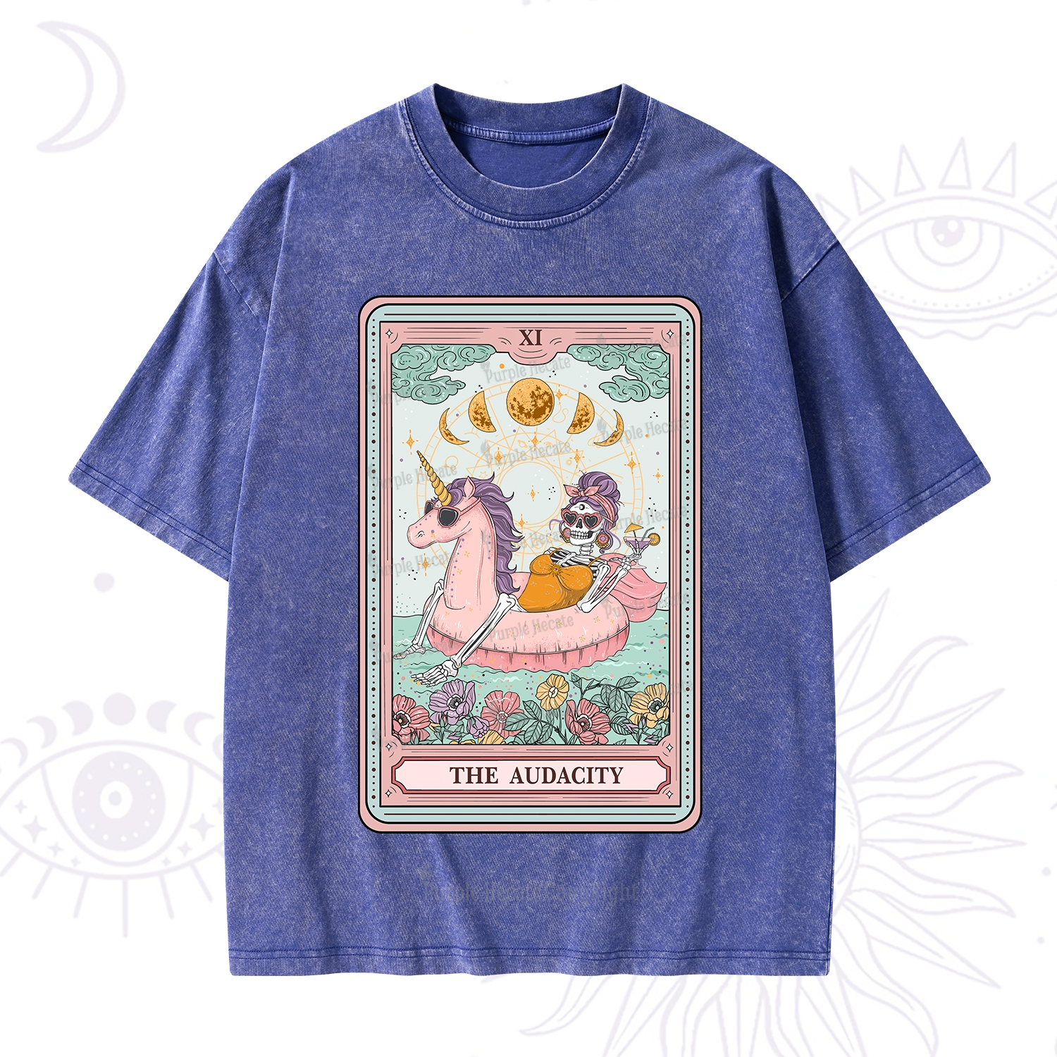 Purplehecate The Audacity Skeleton Tarot Card  Washed T-Shirt