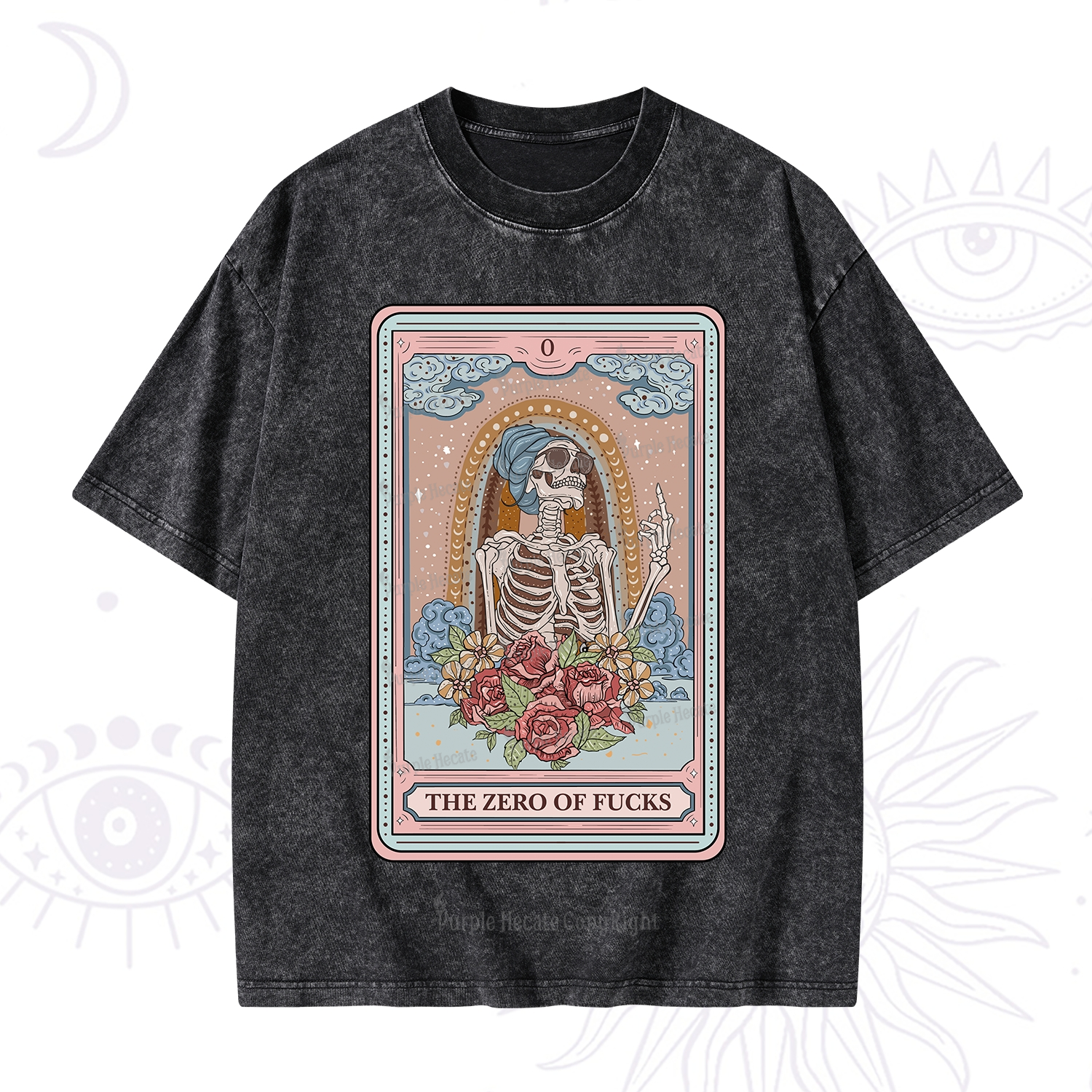 Purplehecate The Noble High Priestess Tarot Card Washed T-Shirt