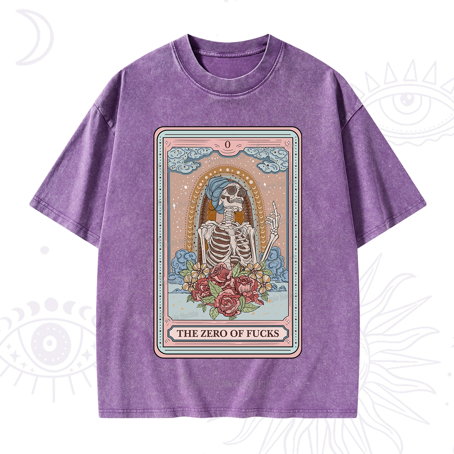 Purplehecate The Noble High Priestess Tarot Card Washed T-Shirt