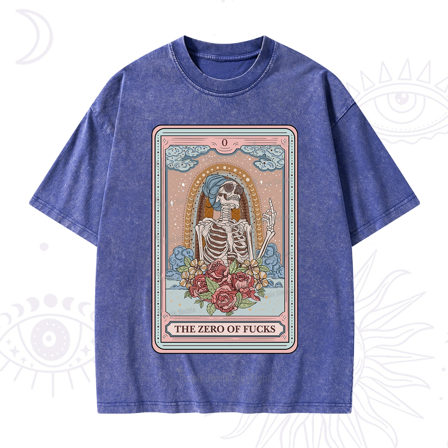 Purplehecate The Noble High Priestess Tarot Card Washed T-Shirt