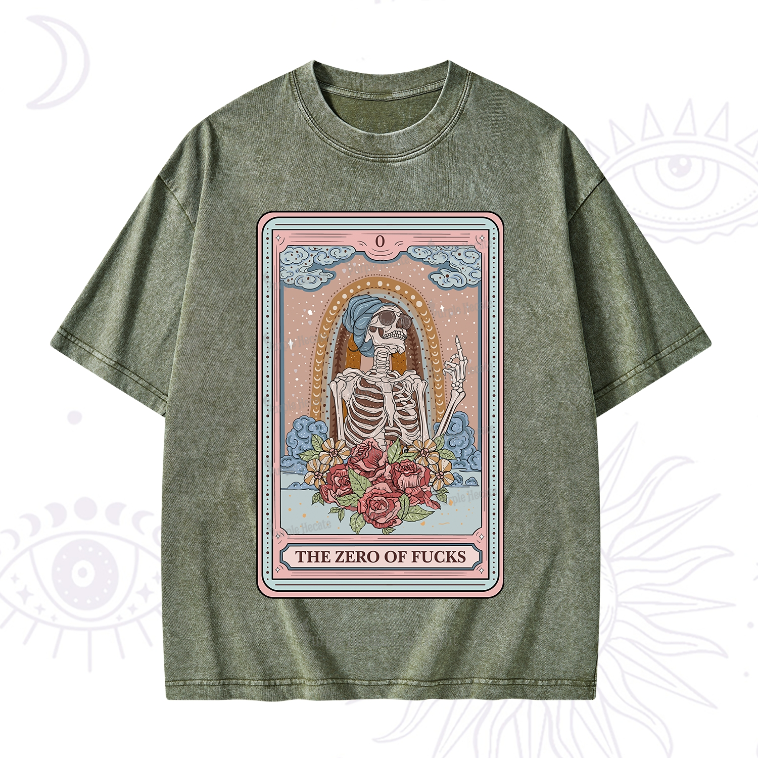 Purplehecate The Noble High Priestess Tarot Card Washed T-Shirt