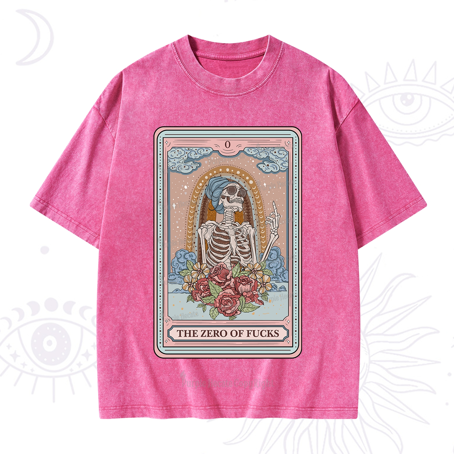 Purplehecate The Noble High Priestess Tarot Card Washed T-Shirt