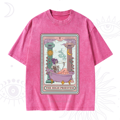 Purplehecate The Noble High Priestess Tarot Card Washed T-Shirt