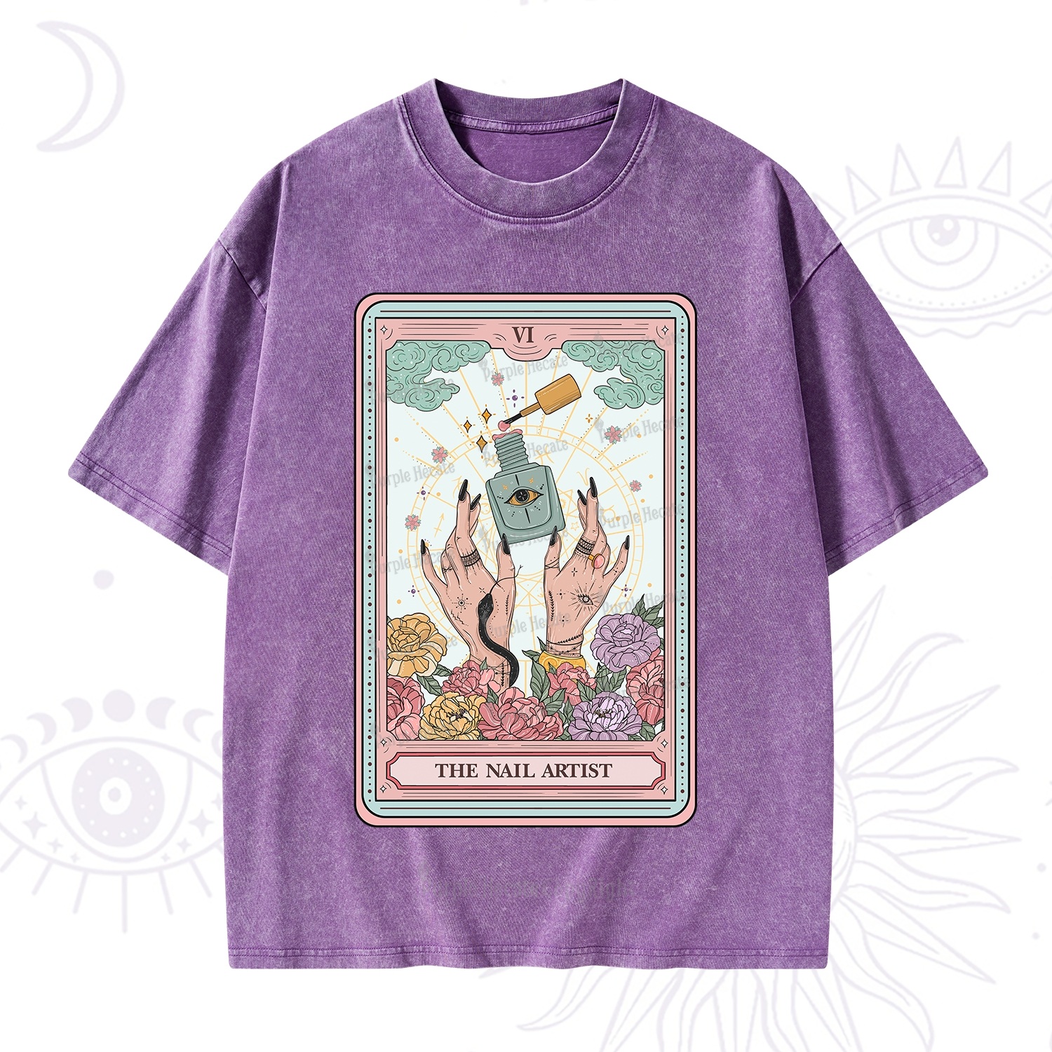 Purplehecate The Nail Artist Life Tarot Washed T-Shirt