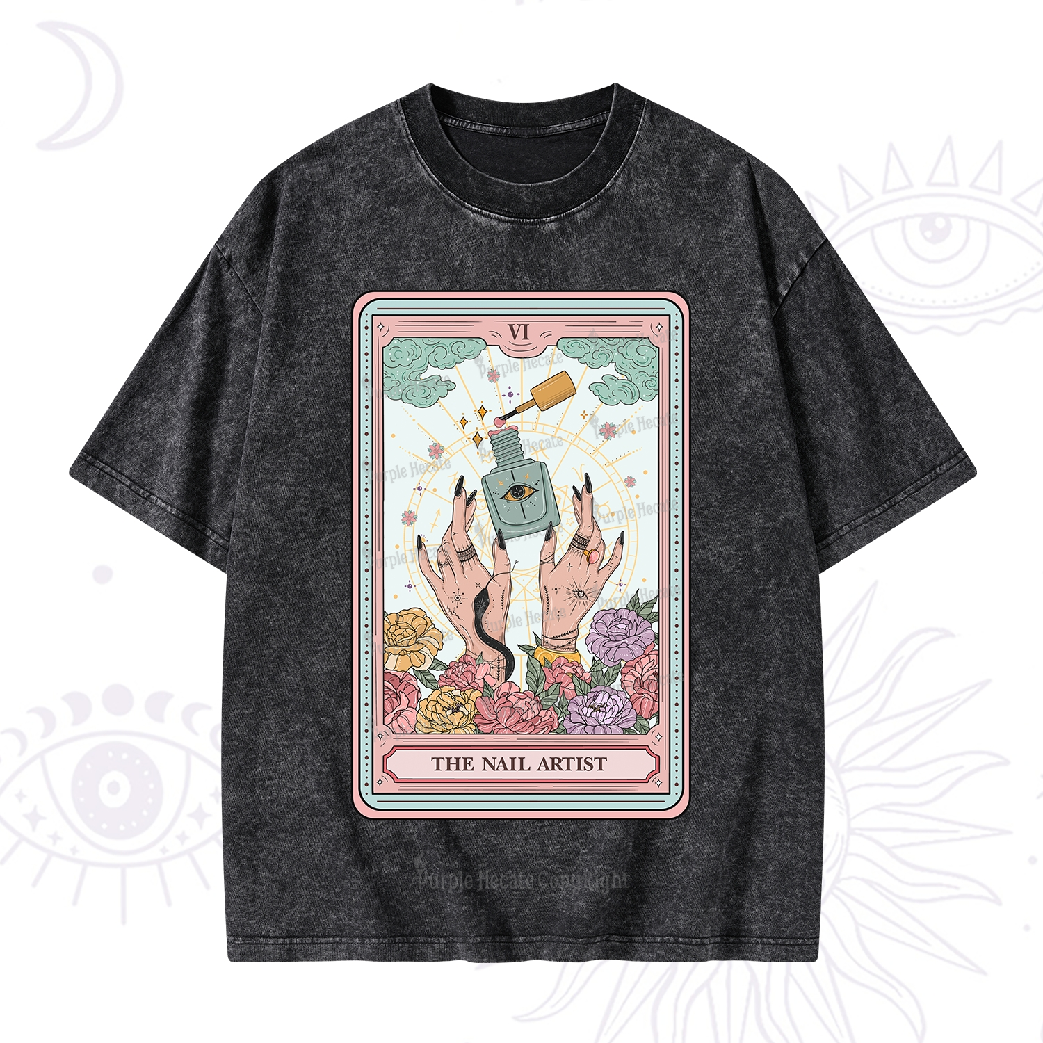 Purplehecate The Nail Artist Life Tarot Washed T-Shirt