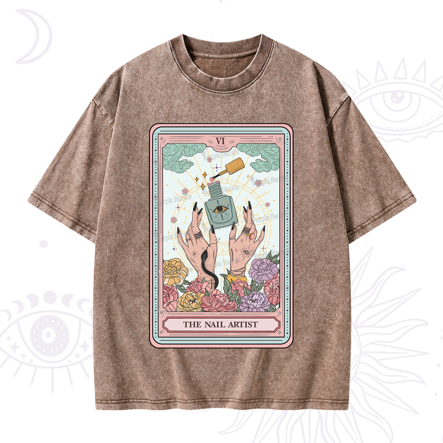 Purplehecate The Nail Artist Life Tarot Washed T-Shirt