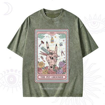 Purplehecate The Pet Groomer Tarot Card Washed T-Shirt