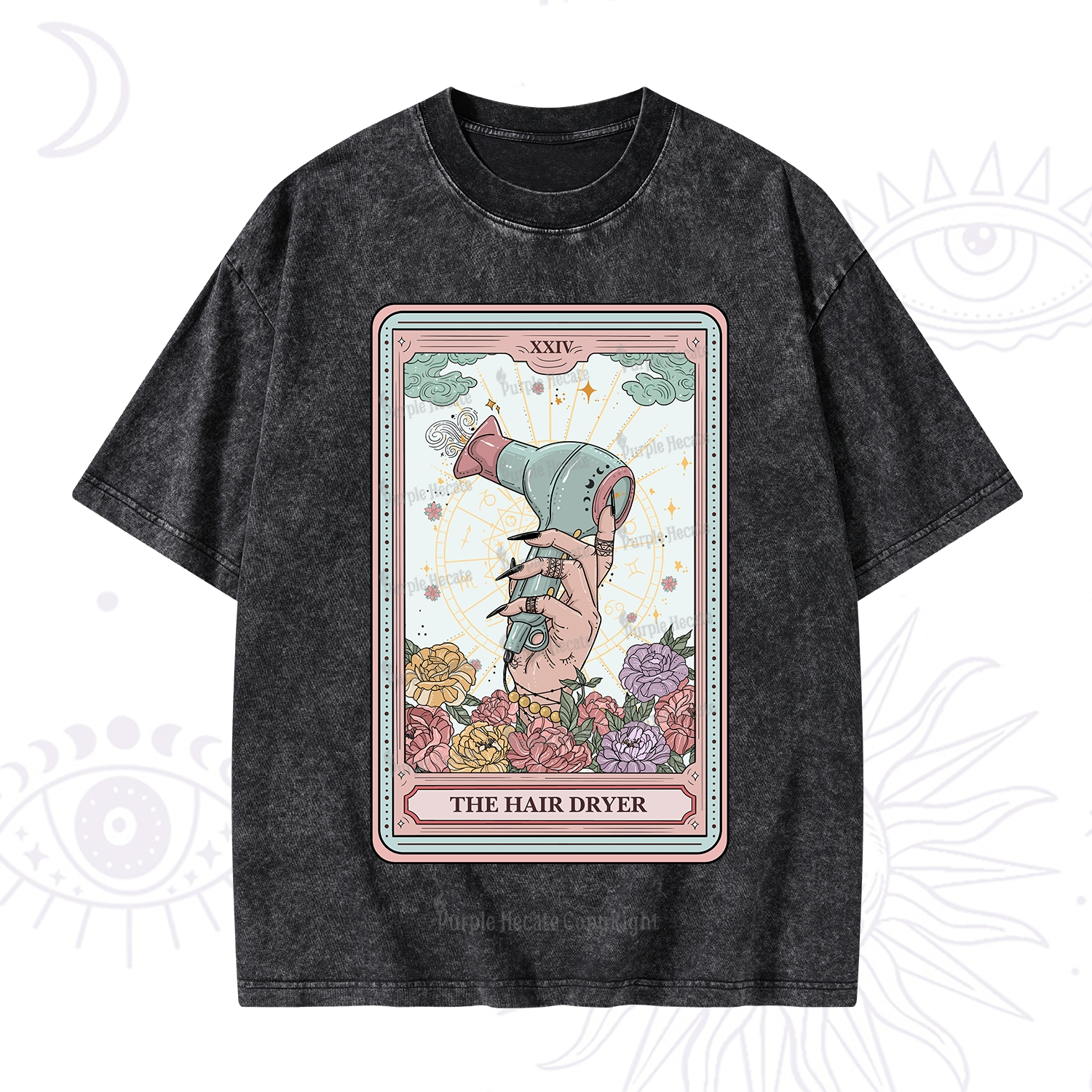 Purplehecate The Hair Dryer Life Tarot Washed T-Shirt