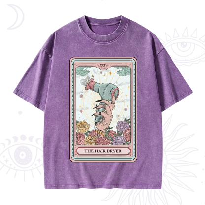 Purplehecate The Hair Dryer Life Tarot Washed T-Shirt
