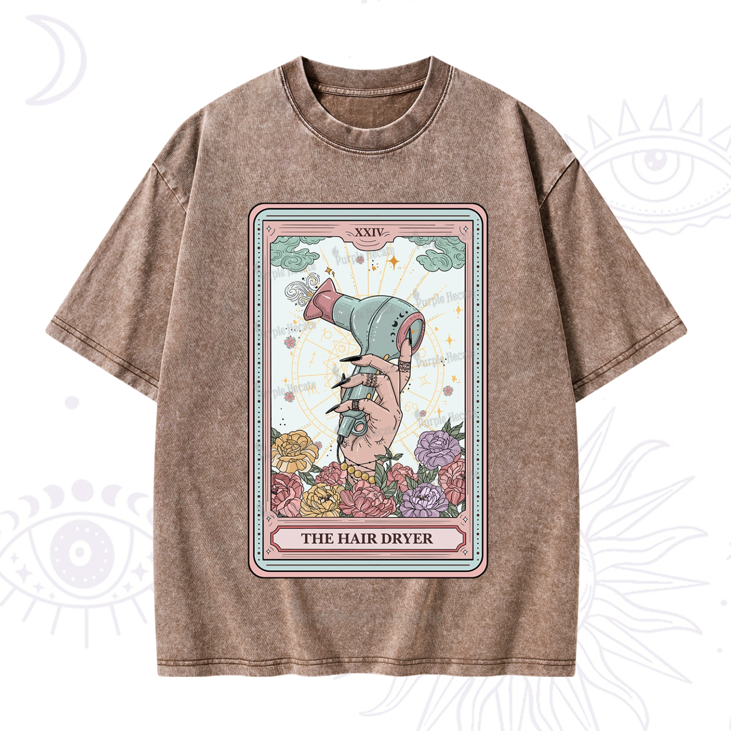 Purplehecate The Hair Dryer Life Tarot Washed T-Shirt