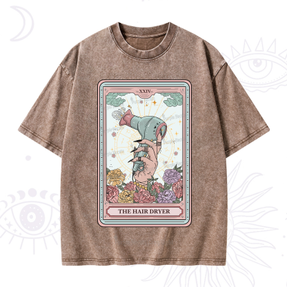 Purplehecate The Hair Dryer Life Tarot Washed T-Shirt