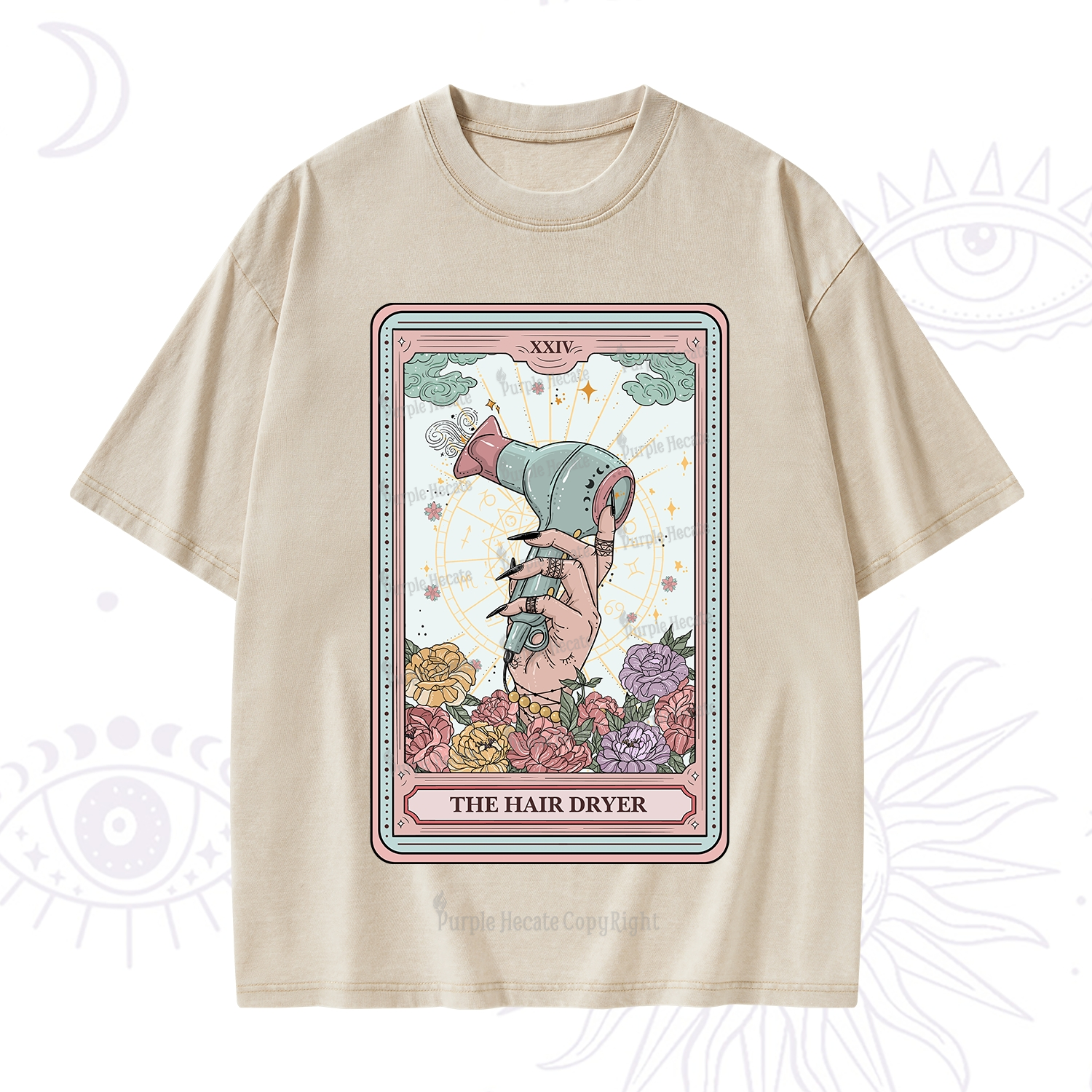 Purplehecate The Hair Dryer Life Tarot Washed T-Shirt