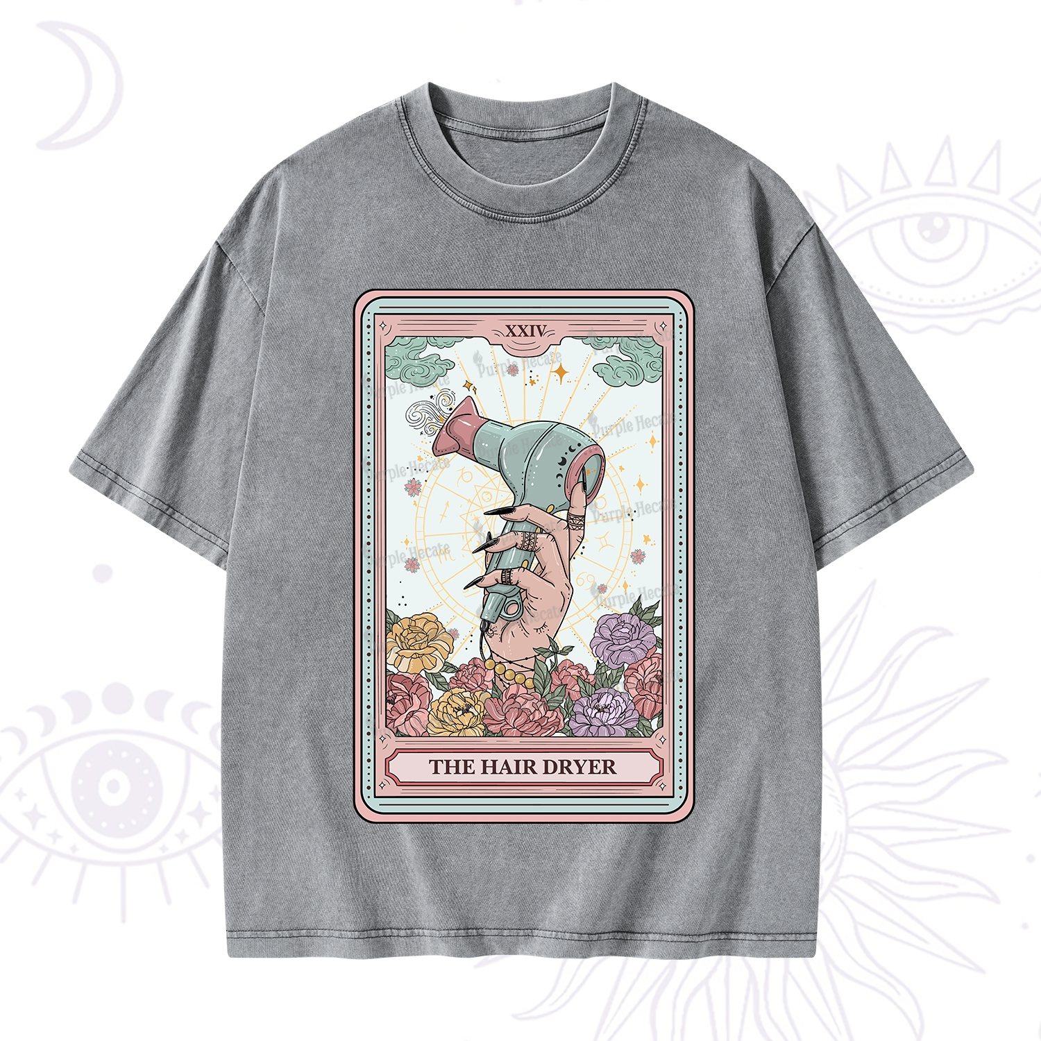 Purplehecate The Hair Dryer Life Tarot Washed T-Shirt