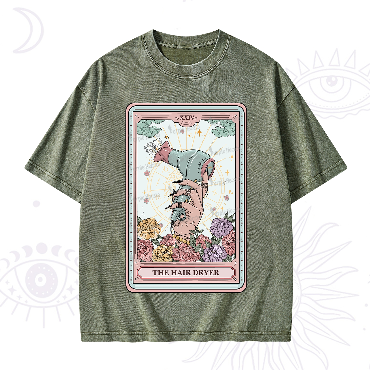 Purplehecate The Hair Dryer Life Tarot Washed T-Shirt