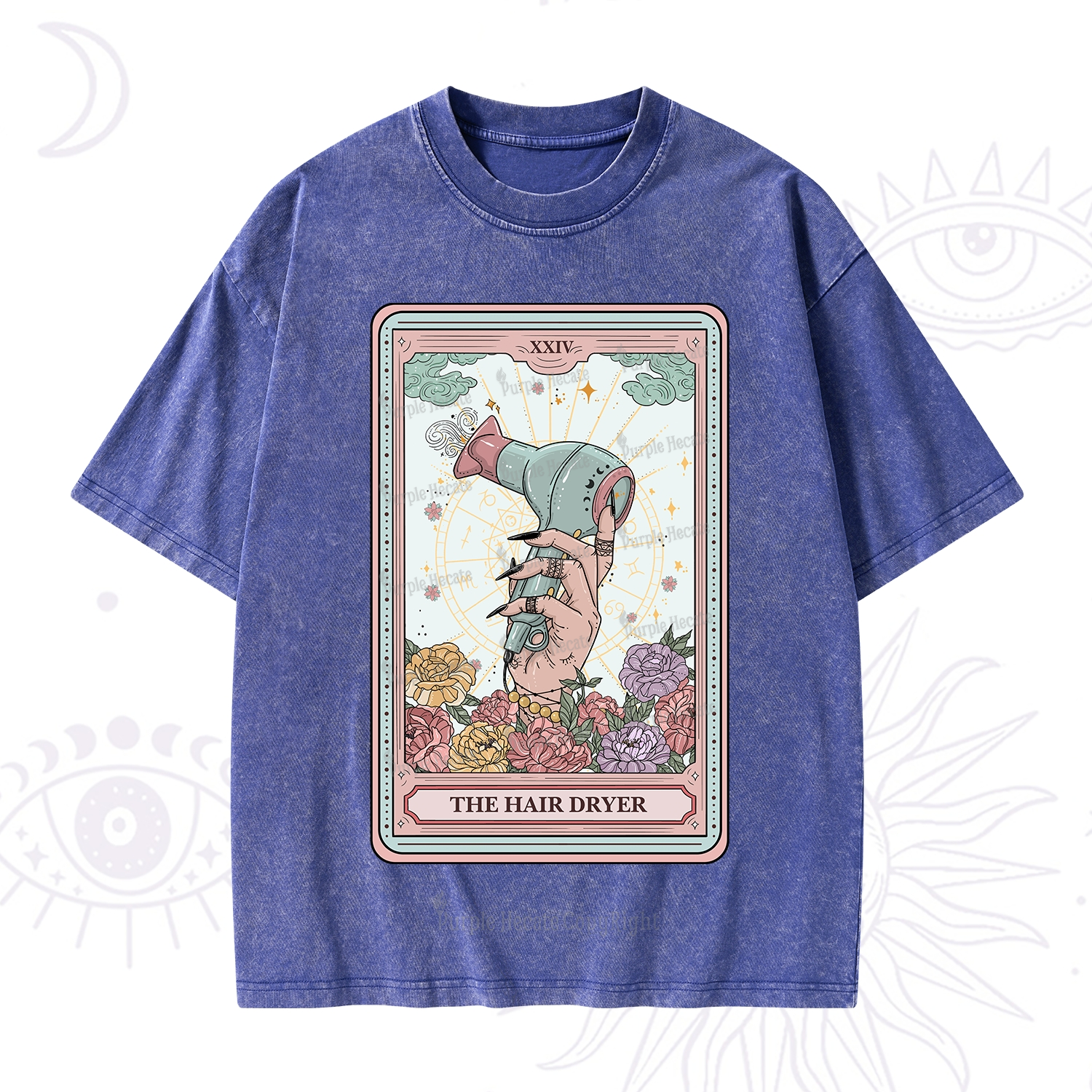 Purplehecate The Hair Dryer Life Tarot Washed T-Shirt