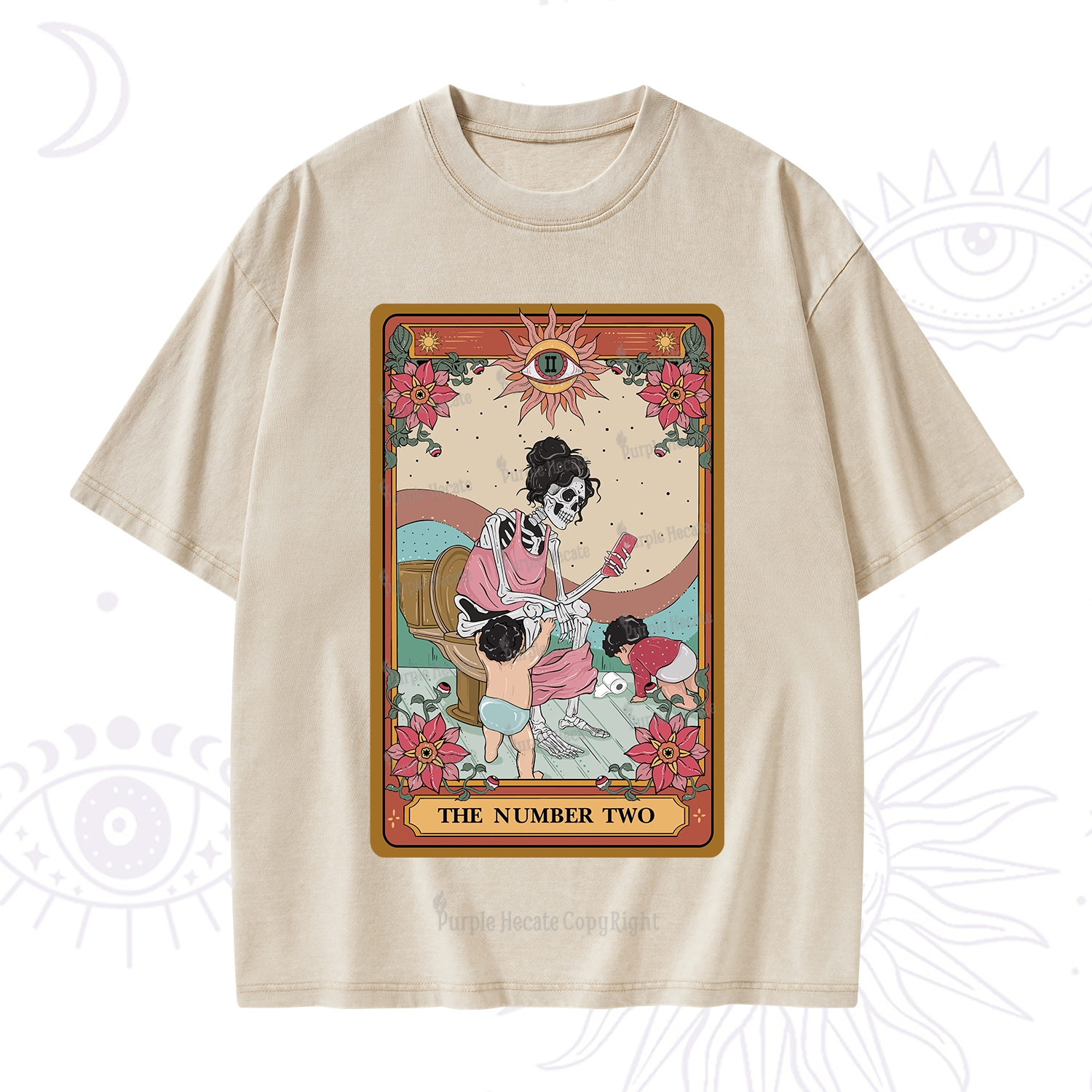Purplehecate The Number Two Tarot Washed T-Shirt