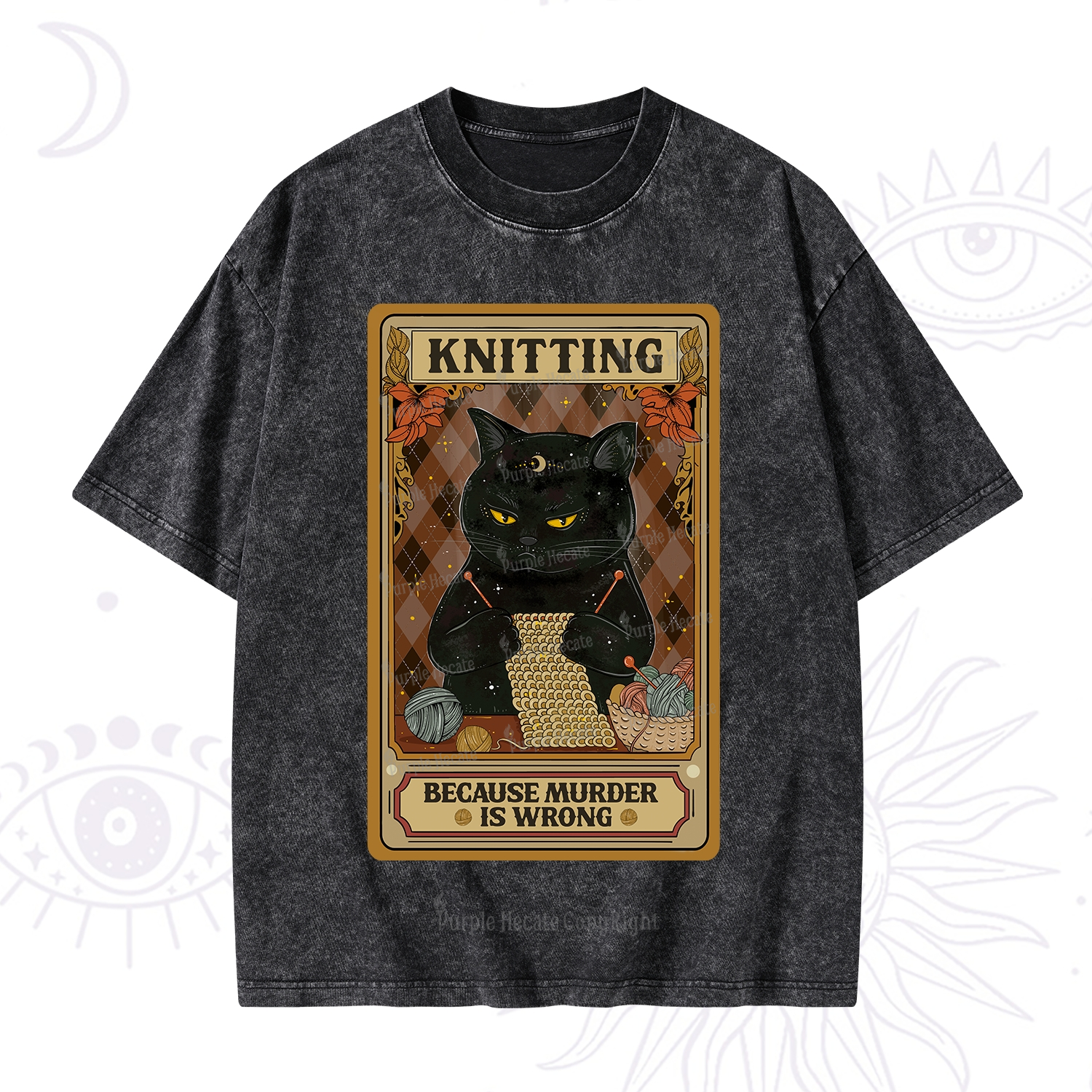Purplehecate Knitting Because Murder Is Wrong Washed T-Shirt