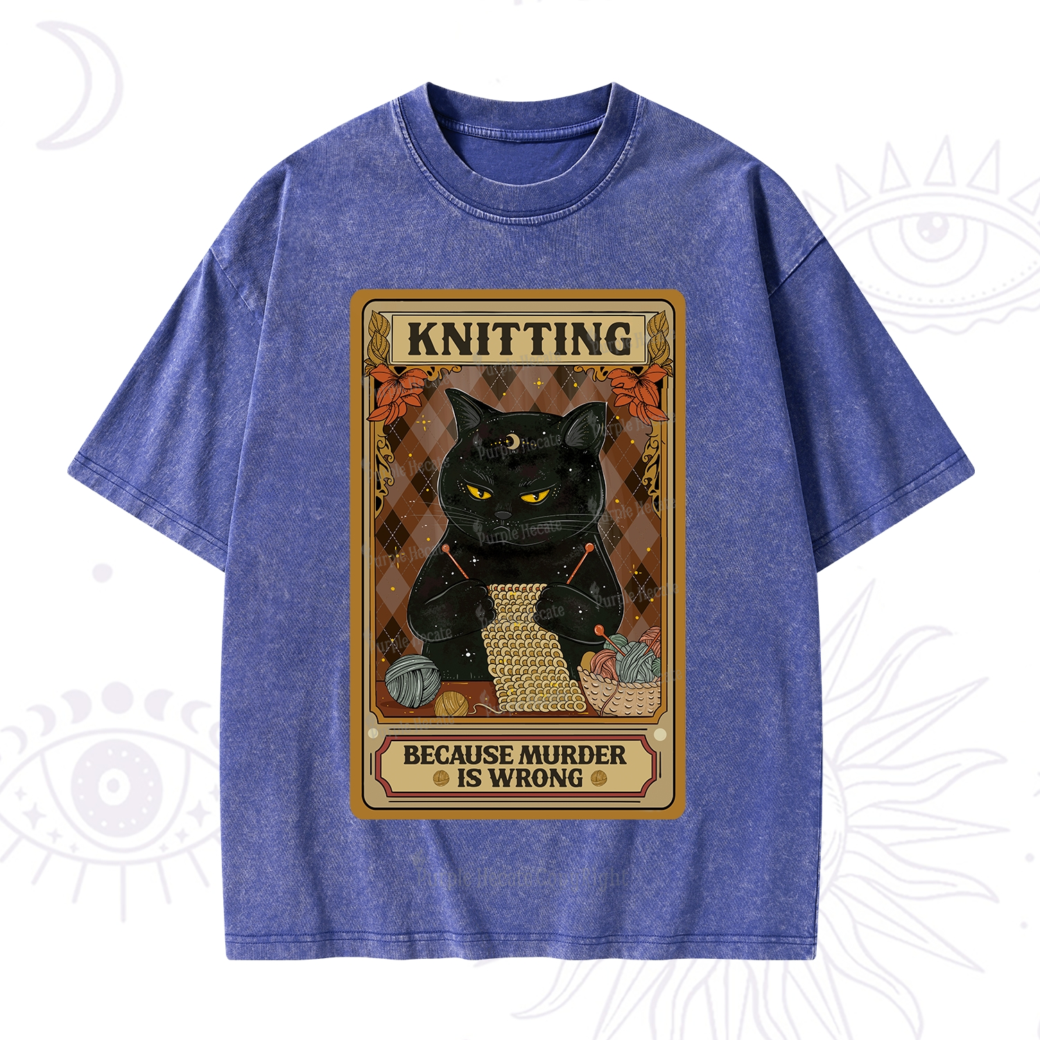 Purplehecate Knitting Because Murder Is Wrong Washed T-Shirt