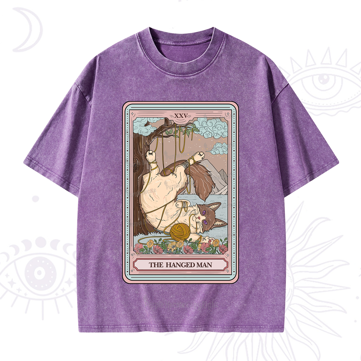 Purplehecate The Hanged Man Tarot Cat Washed T-Shirt
